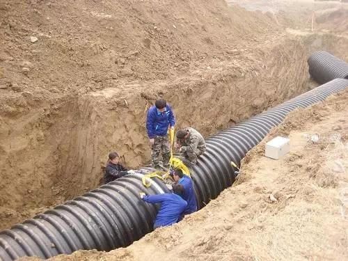 Laying of HDPE Double wall corrugated pipe